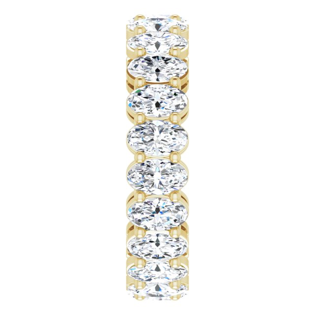 14K Gold Oval Natural Diamond Shared-Prong Eternity Band – 5x3 mm Stones (4 3/4–5 1/2 CTW) - Yellow Gold - view 4
