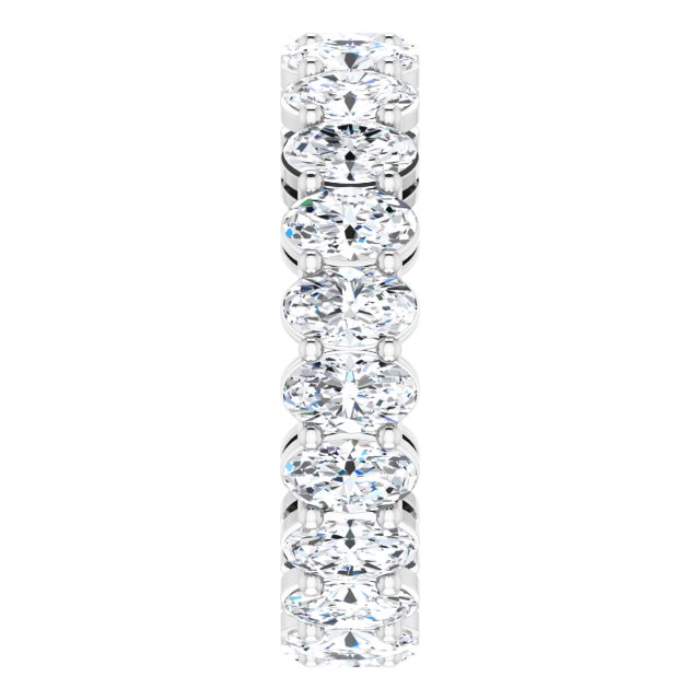 14K Gold Oval Natural Diamond Shared-Prong Eternity Band – 5x3 mm Stones (4 3/4–5 1/2 CTW) - White Gold - view 4