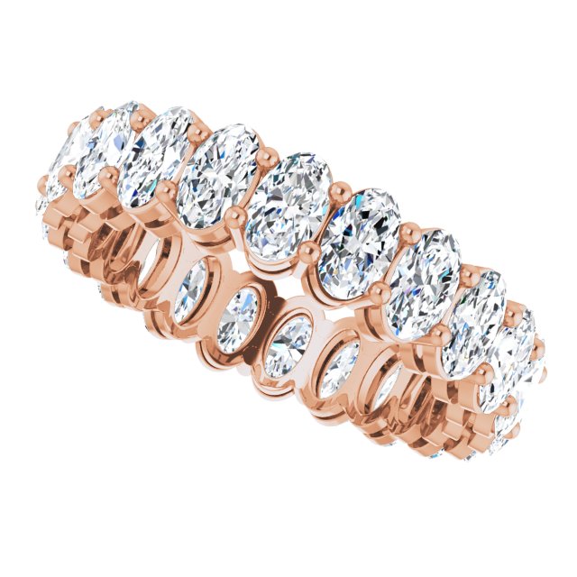 14K Gold Oval Lab-Grown Diamond Shared-Prong Eternity Band – 5x3 mm Stones (3 1/3–5 1/2 CTW) - Rose Gold - view 5