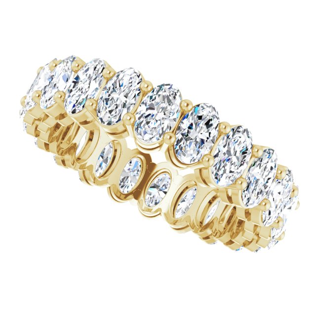 14K Gold Oval Natural Diamond Shared-Prong Eternity Band – 5x3 mm Stones (4 3/4–5 1/2 CTW) - Yellow Gold - view 5