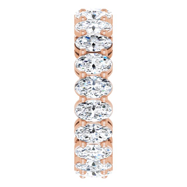 14K Gold Oval Natural Diamond Shared-Prong Eternity Band – 5x3 mm Stones (4 3/4–5 1/2 CTW) - Rose Gold - view 4