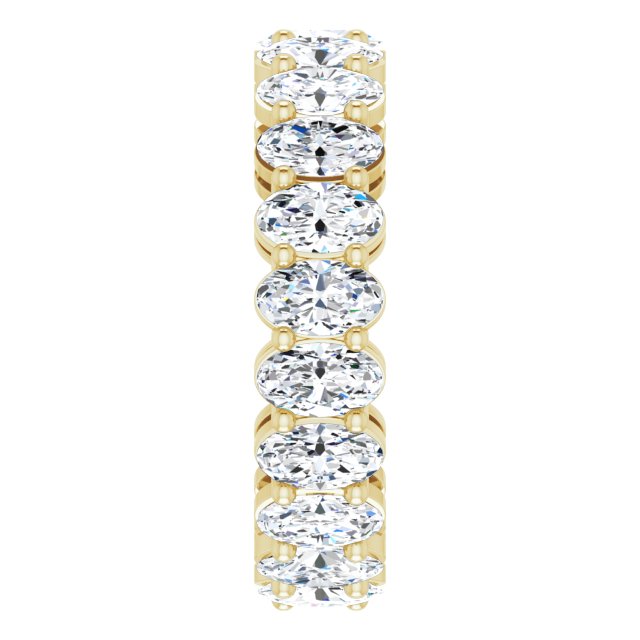 14K Gold Oval Lab-Grown Diamond Shared-Prong Eternity Band – 5x3 mm Stones (3 1/3–5 1/2 CTW) - Yellow Gold - view 4