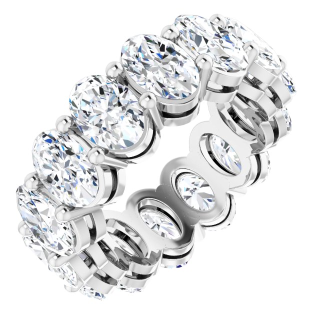 Platinum Oval Lab-Grown Diamond Shared-Prong Eternity Band – 6x4 mm Stones (5 1/5–5 9/10 CTW)