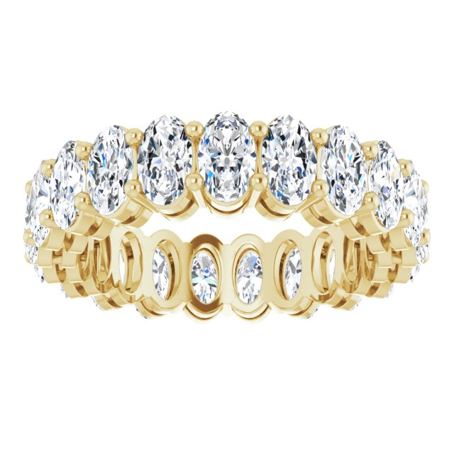 14K Gold Oval Natural Diamond Shared-Prong Eternity Band – 5x3 mm Stones (4 3/4–5 1/2 CTW) - Yellow Gold - view 3