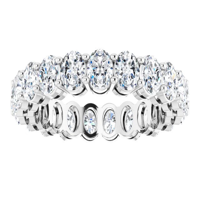 14K Gold Oval Natural Diamond Shared-Prong Eternity Band – 5x3 mm Stones (4 3/4–5 1/2 CTW) - White Gold - view 3