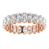 14K Gold Oval Natural Diamond Shared-Prong Eternity Band – 5x3 mm Stones (4 3/4–5 1/2 CTW) - Rose Gold - view 3