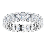 14K Gold Oval Natural Diamond Shared-Prong Eternity Band – 5x3 mm Stones (4 3/4–5 1/2 CTW) - White Gold - view 3