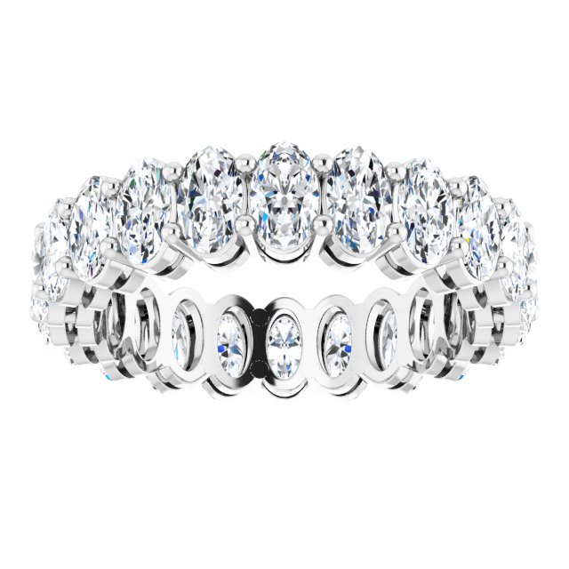 14K Gold Oval Natural Diamond Shared-Prong Eternity Band – 5x3 mm Stones (4 3/4–5 1/2 CTW) - White Gold - view 3