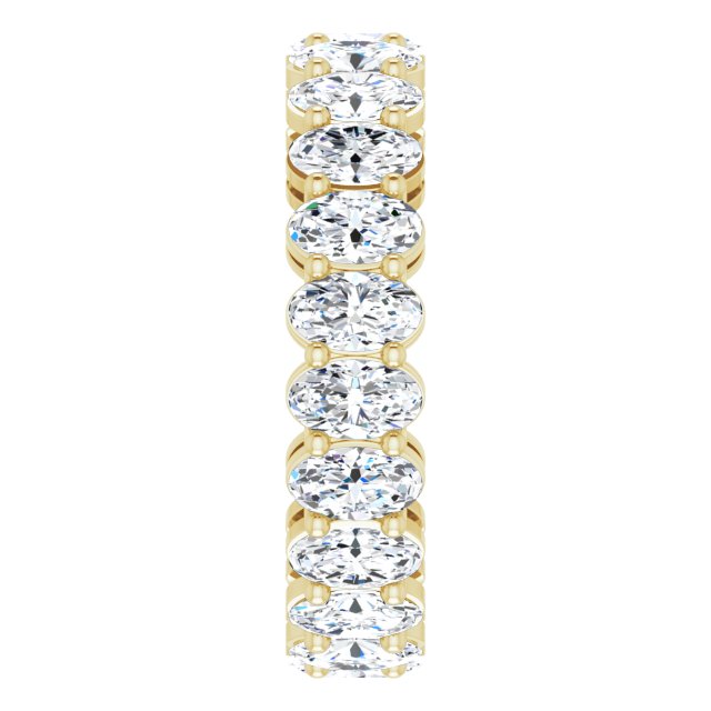 14K Gold Oval Natural Diamond Shared-Prong Eternity Band – 5x3 mm Stones (4 3/4–5 1/2 CTW) - Yellow Gold - view 4