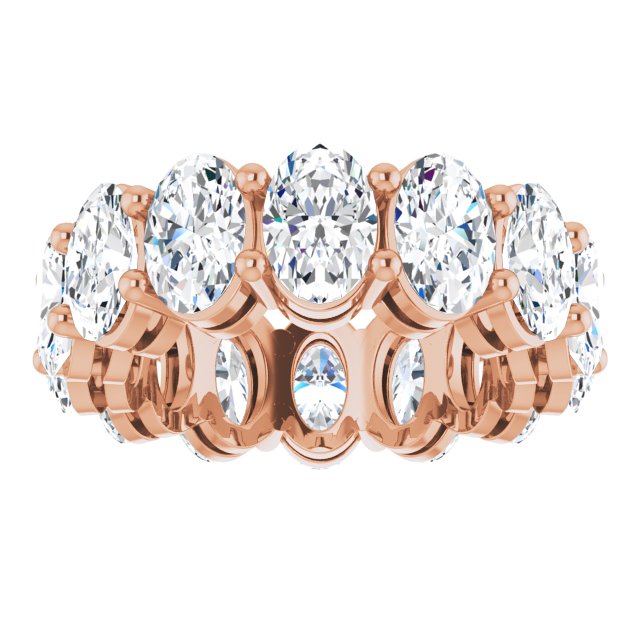 14K Gold Oval Lab-Grown Diamond Shared-Prong Eternity Band – 6x4 mm Stones (5 1/5–5 9/10 CTW) - Rose Gold - view 3
