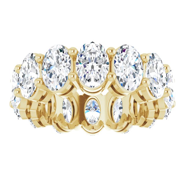 14K Gold Oval Lab-Grown Diamond Shared-Prong Eternity Band – 6x4 mm Stones (5 1/5–5 9/10 CTW) - Yellow Gold - view 3
