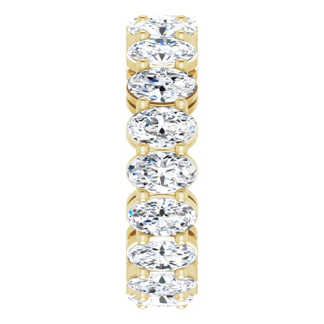 14K Gold Oval Natural Diamond Shared-Prong Eternity Band – 5x3 mm Stones (4 3/4–5 1/2 CTW) - Yellow Gold - view 4