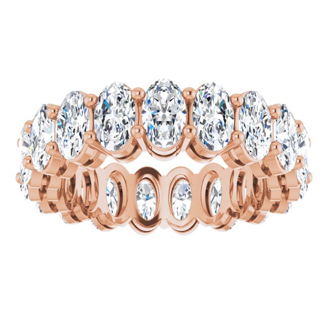 14K Gold Oval Lab-Grown Diamond Shared-Prong Eternity Band – 5x3 mm Stones (3 1/3–5 1/2 CTW) - Rose Gold - view 3