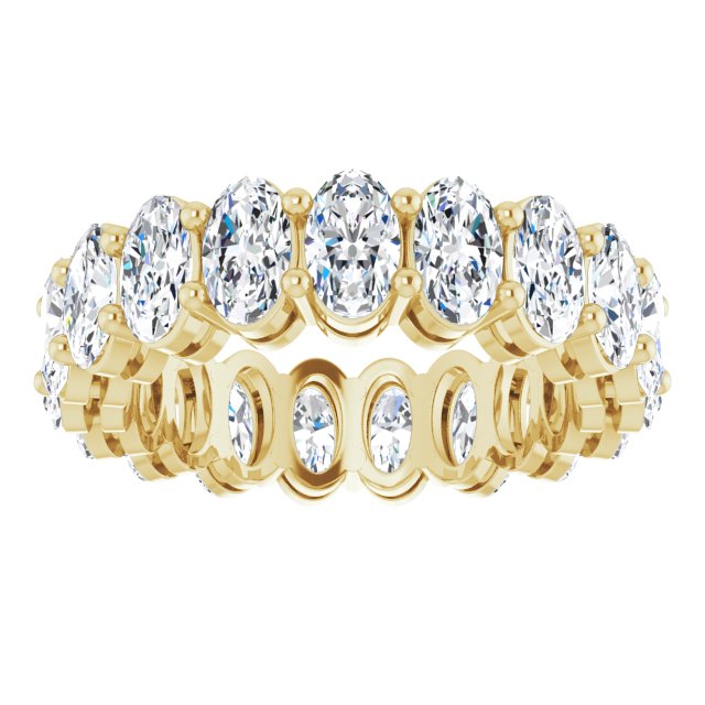 14K Gold Oval Lab-Grown Diamond Shared-Prong Eternity Band – 5x3 mm Stones (3 1/3–5 1/2 CTW) - Yellow Gold - view 3