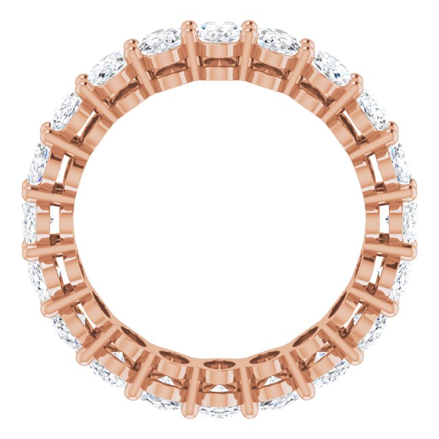 14K Gold Oval Natural Diamond Shared-Prong Eternity Band – 5x3 mm Stones (4 3/4–5 1/2 CTW) - Rose Gold - view 2