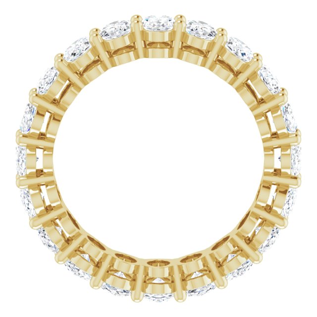 14K Gold Oval Natural Diamond Shared-Prong Eternity Band – 5x3 mm Stones (4 3/4–5 1/2 CTW) - Yellow Gold - view 2