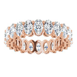 14K Gold Oval Natural Diamond Shared-Prong Eternity Band – 5x3 mm Stones (4 3/4–5 1/2 CTW) - Rose Gold - view 3