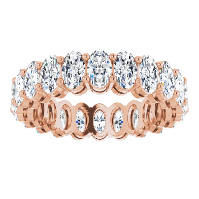 14K Gold Oval Lab-Grown Diamond Shared-Prong Eternity Band – 5x3 mm Stones (3 1/3–5 1/2 CTW) - Rose Gold - view 3