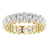 14K Gold Oval Natural Diamond Shared-Prong Eternity Band – 5x3 mm Stones (4 3/4–5 1/2 CTW) - Yellow Gold - view 3