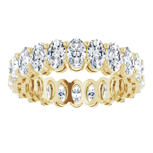 14K Gold Oval Lab-Grown Diamond Shared-Prong Eternity Band – 5x3 mm Stones (3 1/3–5 1/2 CTW) - Yellow Gold - view 3