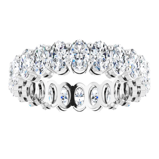Platinum Oval Natural Diamond Shared-Prong Eternity Band – 5x3 mm Stones (4 3/4–5 1/2 CTW) - view 3