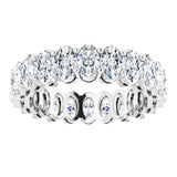 14K Gold Oval Natural Diamond Shared-Prong Eternity Band – 5x3 mm Stones (4 3/4–5 1/2 CTW) - White Gold - view 3