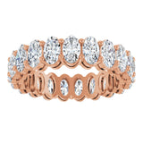 14K Gold Oval Natural Diamond Shared-Prong Eternity Band – 5x3 mm Stones (4 3/4–5 1/2 CTW) - Rose Gold - view 3