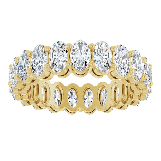 14K Gold Oval Natural Diamond Shared-Prong Eternity Band – 5x3 mm Stones (4 3/4–5 1/2 CTW) - Yellow Gold - view 3