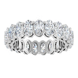 14K Gold Oval Natural Diamond Shared-Prong Eternity Band – 5x3 mm Stones (4 3/4–5 1/2 CTW) - White Gold - view 3