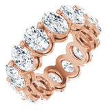 14K Gold Oval Natural Diamond Shared-Prong Eternity Band – 5x3 mm Stones (4 3/4–5 1/2 CTW) - Rose Gold