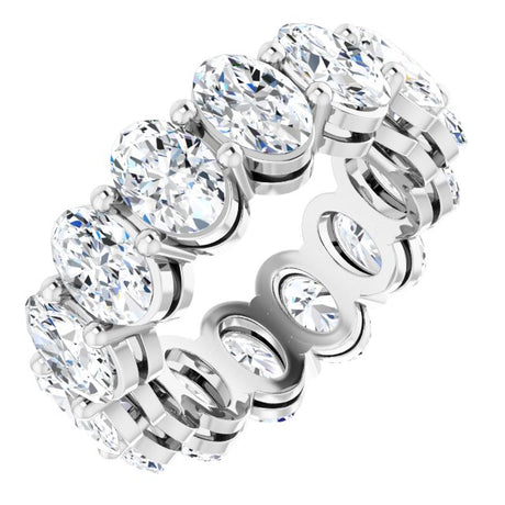 Platinum Oval Lab-Grown Diamond Shared-Prong Eternity Band – 6x4 mm Stones (5 1/5–5 9/10 CTW)