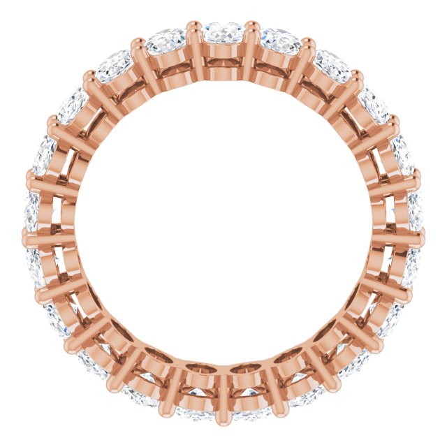 14K Gold Oval Natural Diamond Shared-Prong Eternity Band – 5x3 mm Stones (4 3/4–5 1/2 CTW) - Rose Gold - view 2