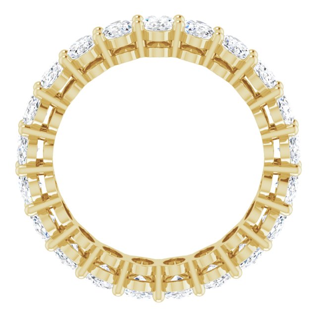 14K Gold Oval Natural Diamond Shared-Prong Eternity Band – 5x3 mm Stones (4 3/4–5 1/2 CTW) - Yellow Gold - view 2
