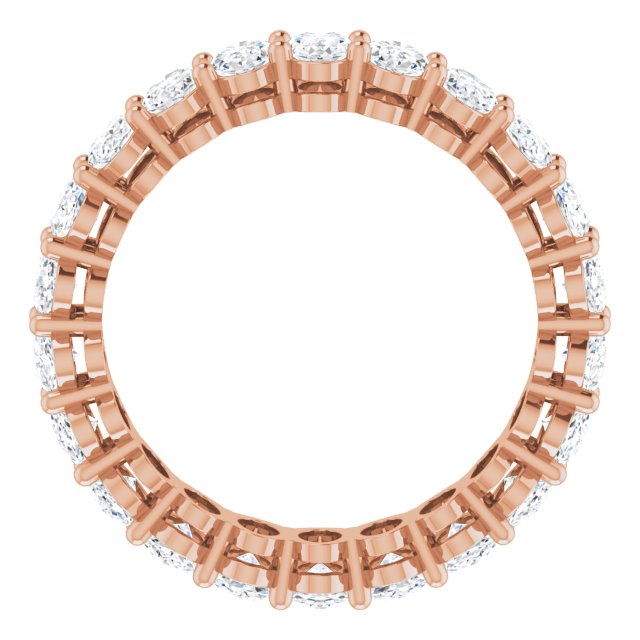 14K Gold Oval Natural Diamond Shared-Prong Eternity Band – 5x3 mm Stones (4 3/4–5 1/2 CTW) - Rose Gold - view 2