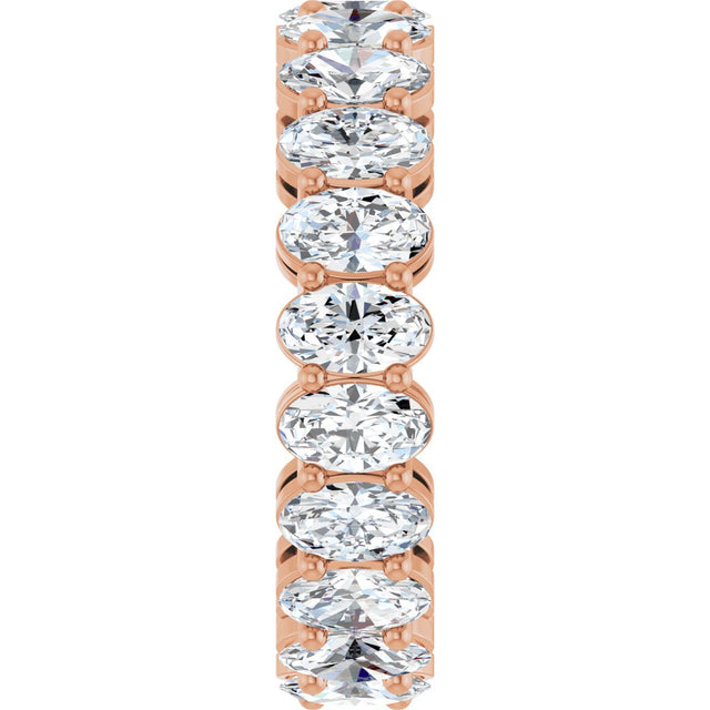 14K Gold Oval Lab-Grown Diamond Shared-Prong Eternity Band – 5x3 mm Stones (3 1/3–5 1/2 CTW) - Rose Gold - view 4