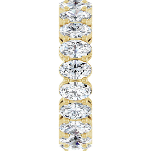 14K Gold Oval Natural Diamond Shared-Prong Eternity Band – 5x3 mm Stones (4 3/4–5 1/2 CTW) - Yellow Gold - view 4