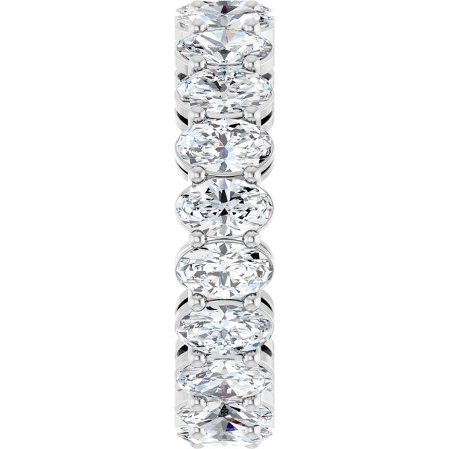 14K Gold Oval Natural Diamond Shared-Prong Eternity Band – 5x3 mm Stones (4 3/4–5 1/2 CTW) - White Gold - view 4