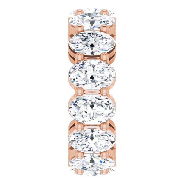 14K Gold Oval Lab-Grown Diamond Shared-Prong Eternity Band – 6x4 mm Stones (5 1/5–5 9/10 CTW) - Rose Gold - view 4
