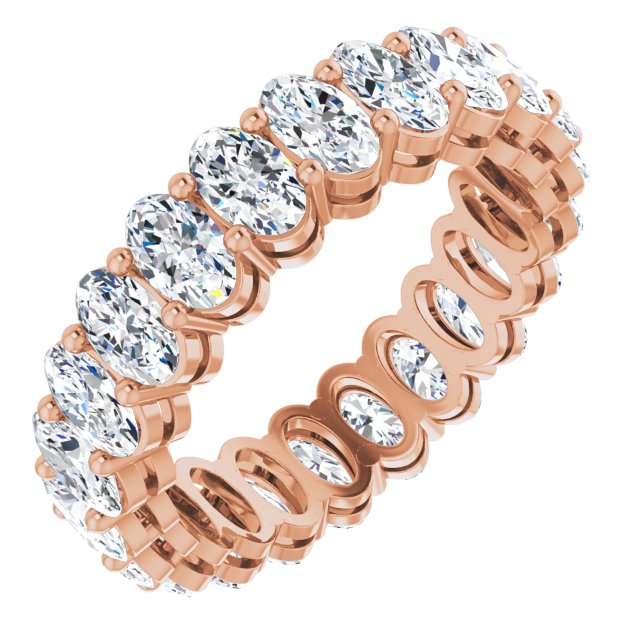 14K Gold Oval Lab-Grown Diamond Shared-Prong Eternity Band – 5x3 mm Stones (3 1/3–5 1/2 CTW) - Rose Gold