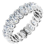 14K Gold Oval Natural Diamond Shared-Prong Eternity Band – 5x3 mm Stones (4 3/4–5 1/2 CTW) - White Gold