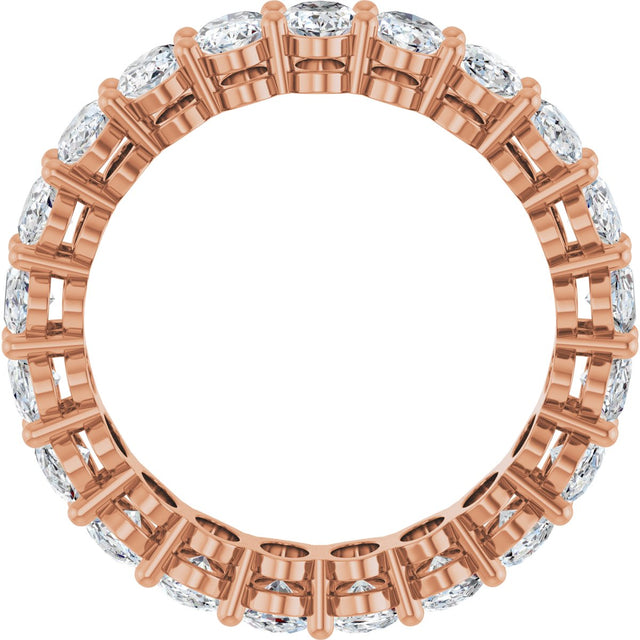 14K Gold Oval Natural Diamond Shared-Prong Eternity Band – 5x3 mm Stones (4 3/4–5 1/2 CTW) - Rose Gold - view 2