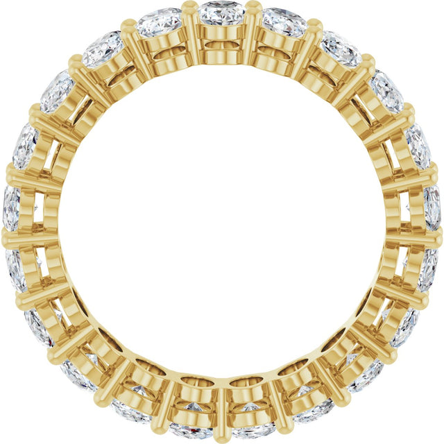 14K Gold Oval Natural Diamond Shared-Prong Eternity Band – 5x3 mm Stones (4 3/4–5 1/2 CTW) - Yellow Gold - view 2
