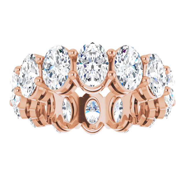 14K Gold Oval Natural Diamond Shared-Prong Eternity Band – 5x3 mm Stones (4 3/4–5 1/2 CTW) - Rose Gold - view 3