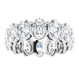 14K Gold Oval Natural Diamond Shared-Prong Eternity Band – 5x3 mm Stones (4 3/4–5 1/2 CTW) - White Gold - view 3