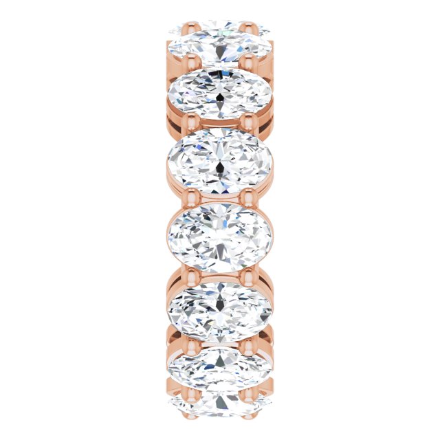 14K Gold Oval Lab-Grown Diamond Shared-Prong Eternity Band – 6x4 mm Stones (5 1/5–5 9/10 CTW) - Rose Gold - view 4