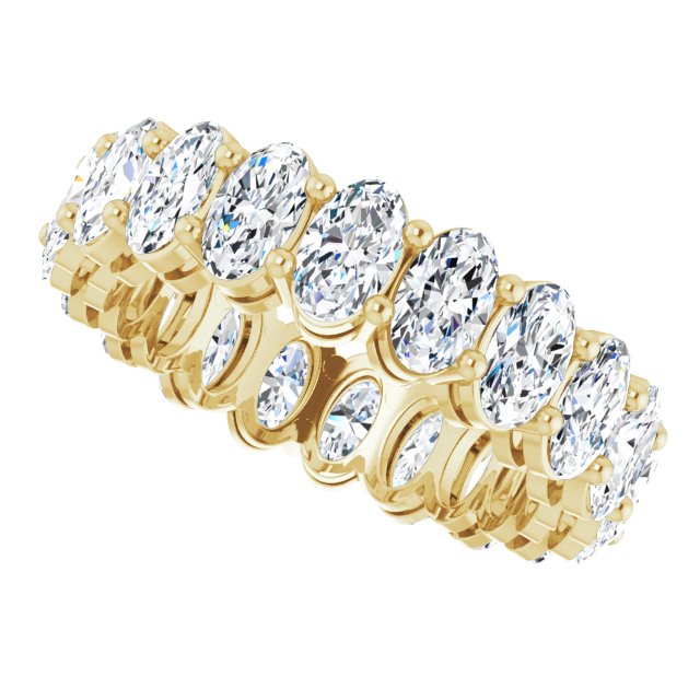 14K Gold Oval Natural Diamond Shared-Prong Eternity Band – 5x3 mm Stones (4 3/4–5 1/2 CTW) - Yellow Gold - view 5