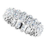 14K Gold Oval Natural Diamond Shared-Prong Eternity Band – 5x3 mm Stones (4 3/4–5 1/2 CTW) - White Gold - view 5
