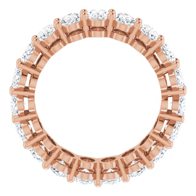 14K Gold Oval Natural Diamond Shared-Prong Eternity Band – 5x3 mm Stones (4 3/4–5 1/2 CTW) - Rose Gold - view 2