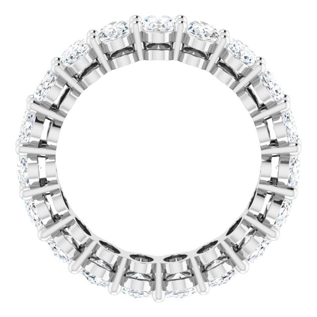 14K Gold Oval Natural Diamond Shared-Prong Eternity Band – 5x3 mm Stones (4 3/4–5 1/2 CTW) - White Gold - view 2