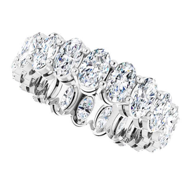 14K Gold Oval Lab-Grown Diamond Shared-Prong Eternity Band – 5x3 mm Stones (3 1/3–5 1/2 CTW) - White Gold - view 5